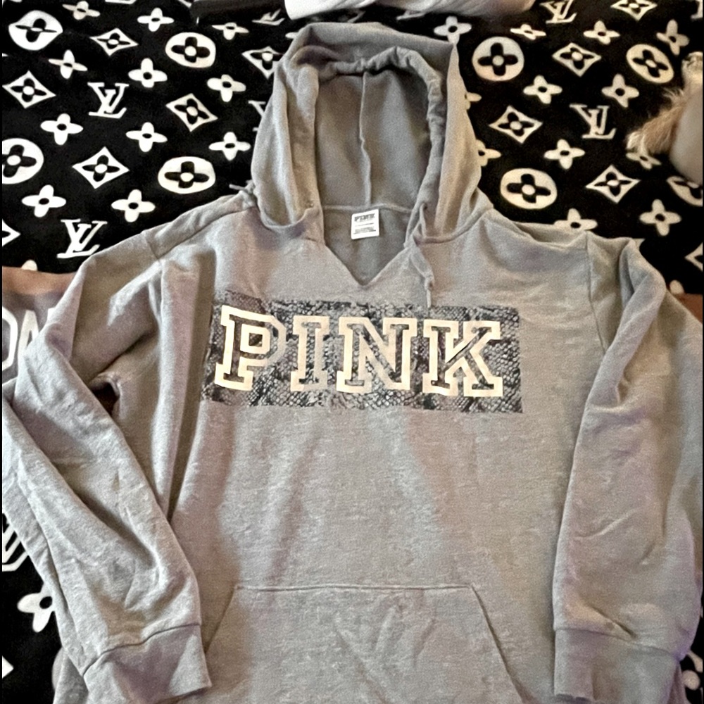 Size small VS  PINK RARE snakeskin bling hoodie.
